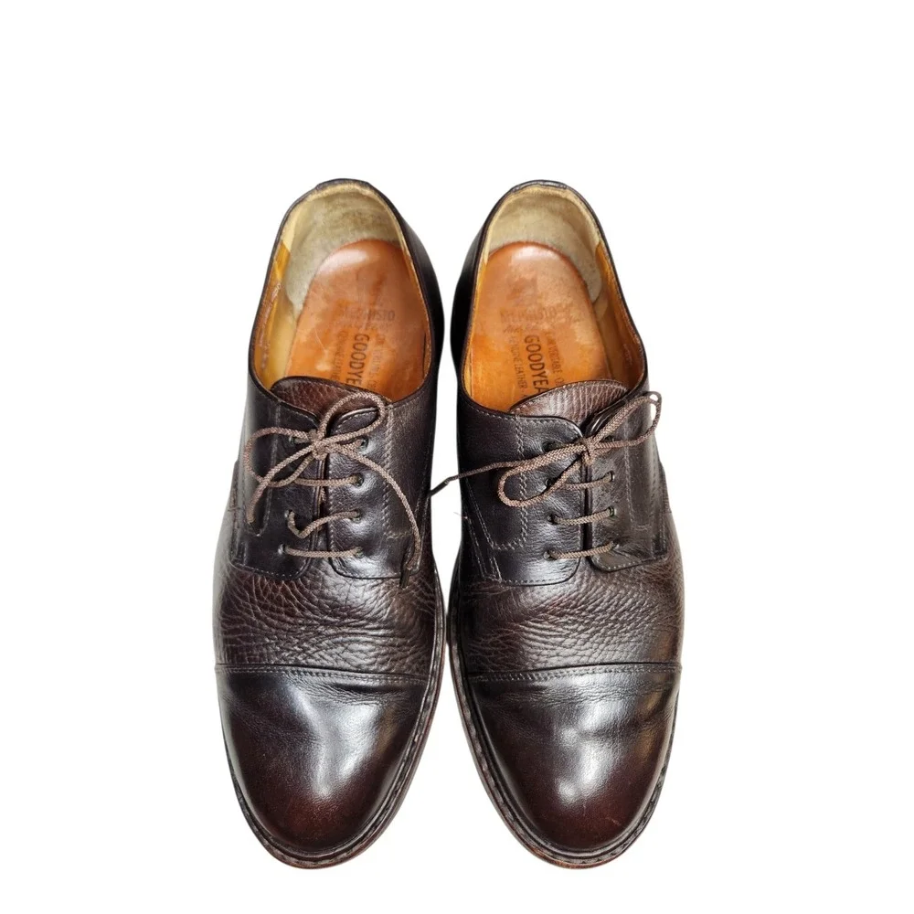 Mephisto Brown Leather Cap Derby Oxford Shoes Luxury Goodyear Welt Heritage 11.5